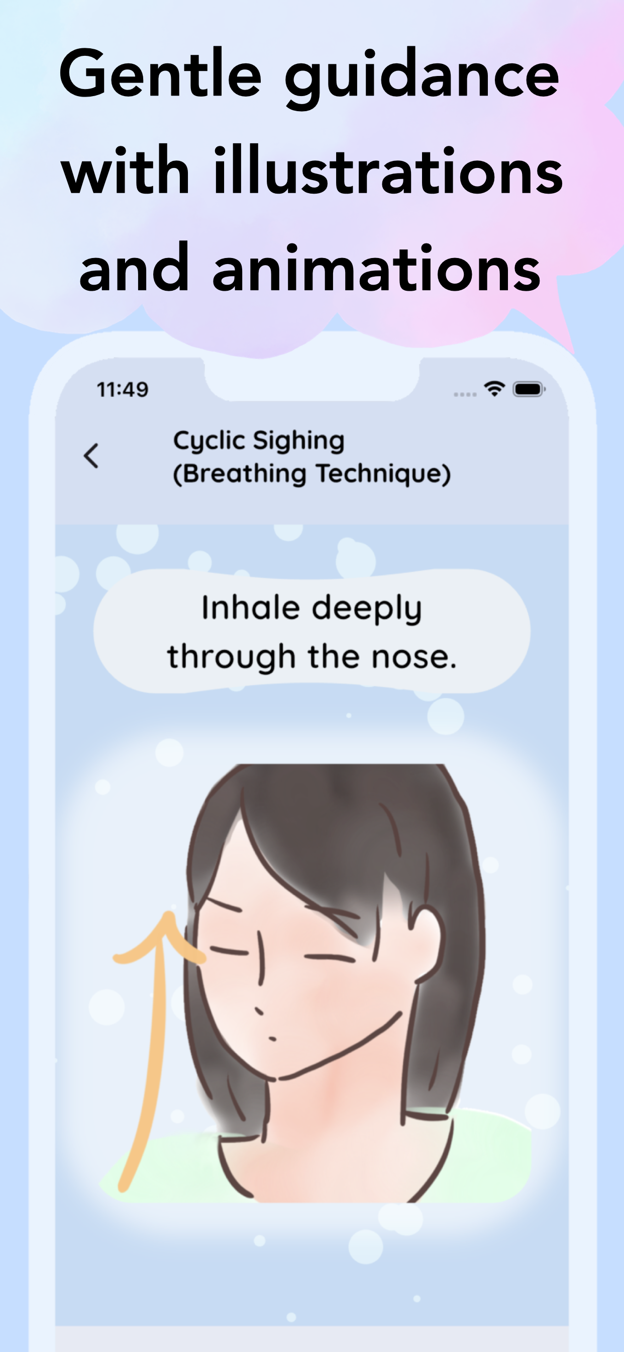 Trauma care app CalmSeed self-care exercise hand opening and closing movement screen